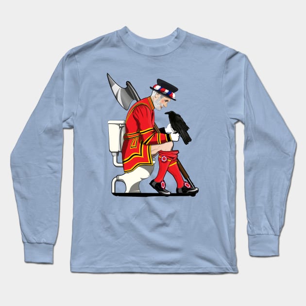 British Beefeater on the Toilet Long Sleeve T-Shirt by InTheWashroom